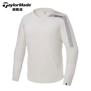 TaylorMade泰勒梅高尔夫春季服装男士毛衣V领设计长袖打底针织衫