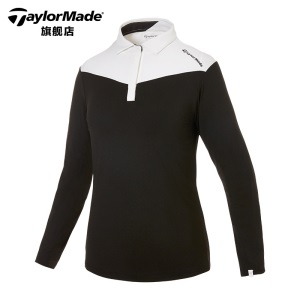TaylorMade泰勒梅高尔夫服装女士长袖简约黑白撞色设计时尚T恤