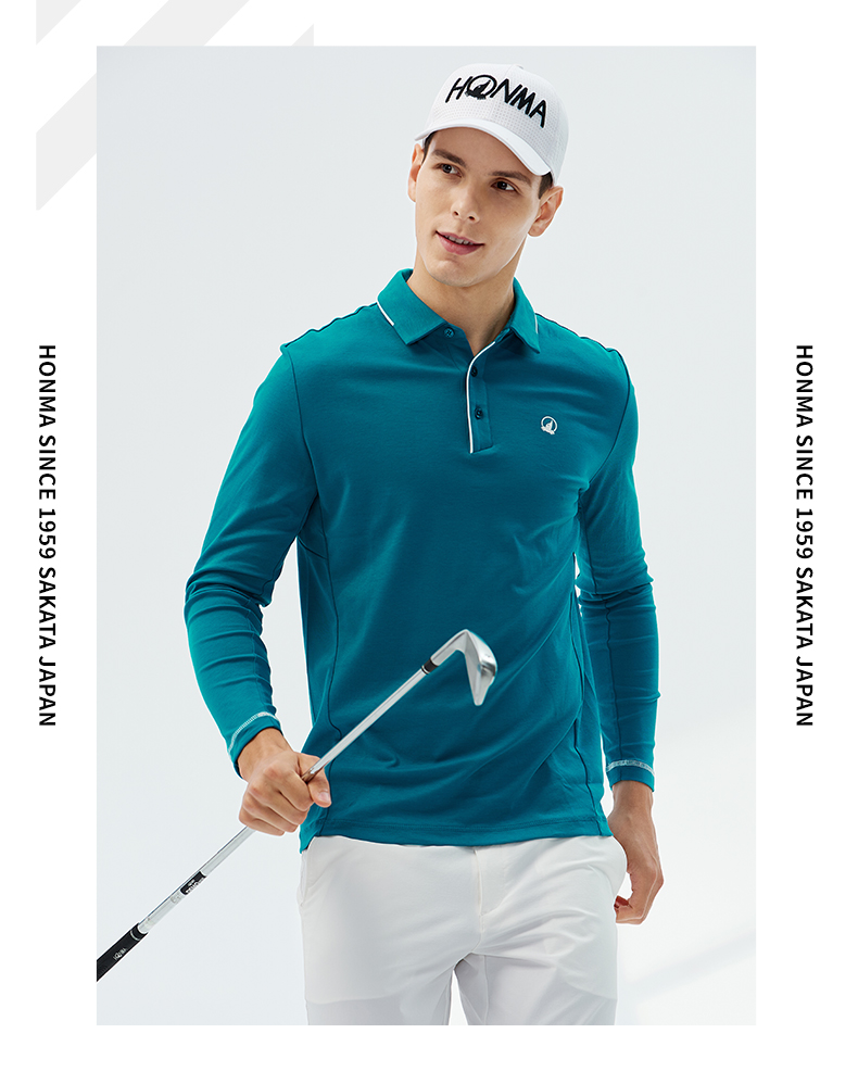 HONMA新款高尔夫男装长袖T恤Polo衫高弹舒适运动