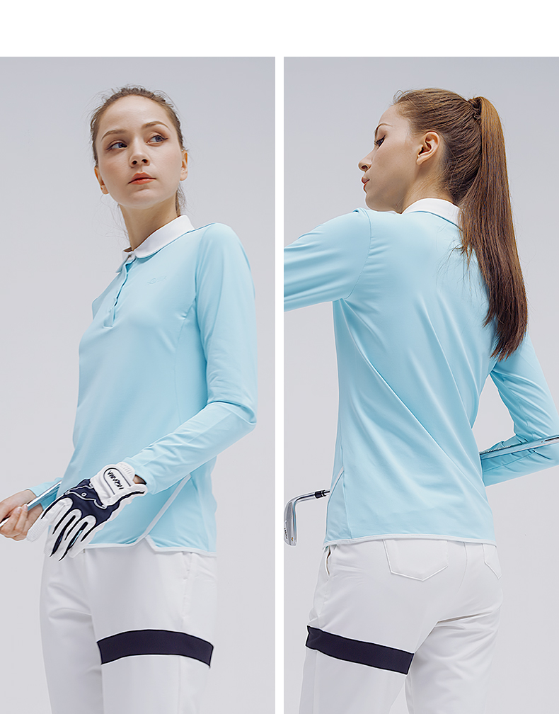 HONMA2021新款高尔夫女子长袖polo T恤修身版型清新配色