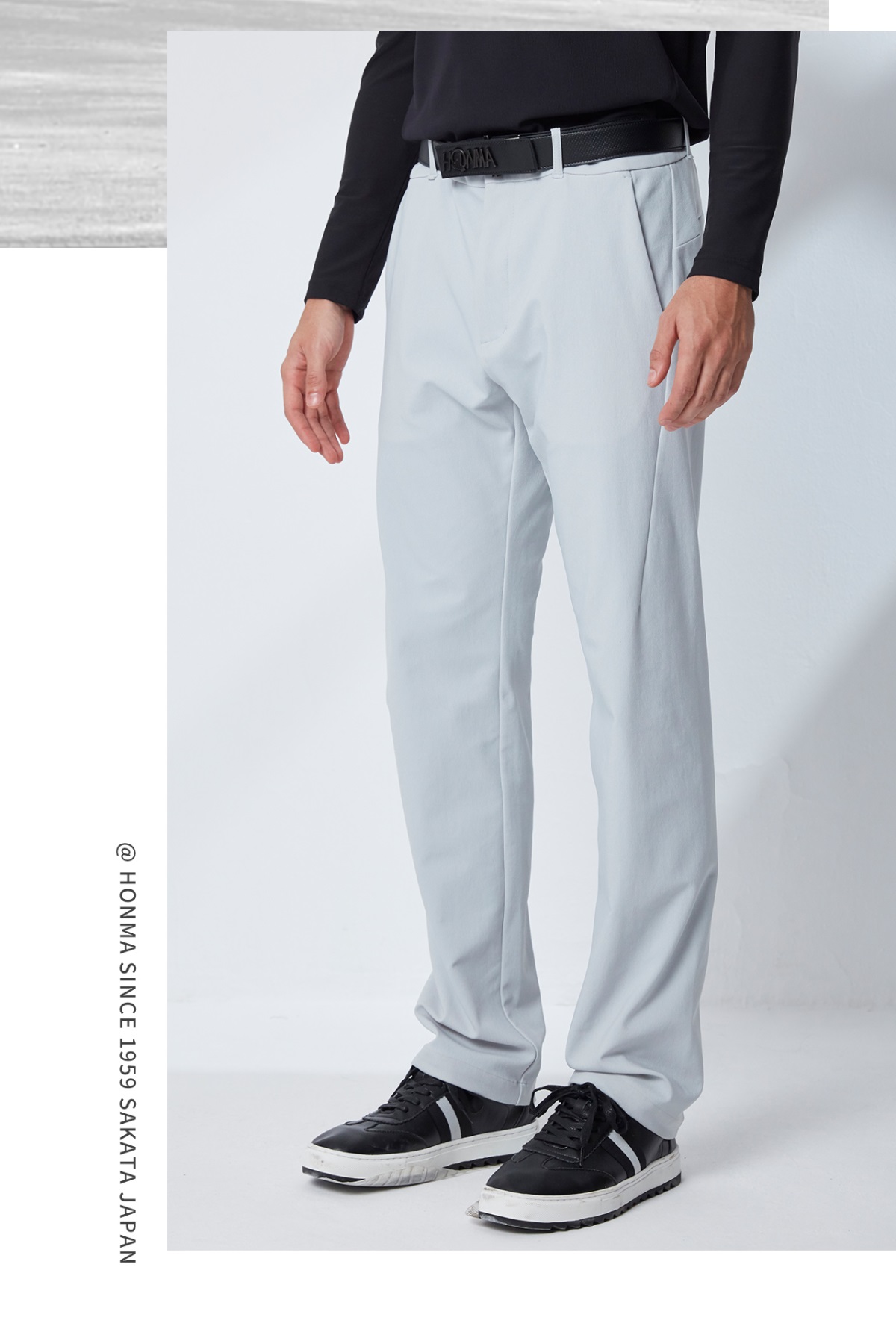 HONMA新款高尔夫男子长裤日本进口面料弹力舒适轻盈透气秋黑灰