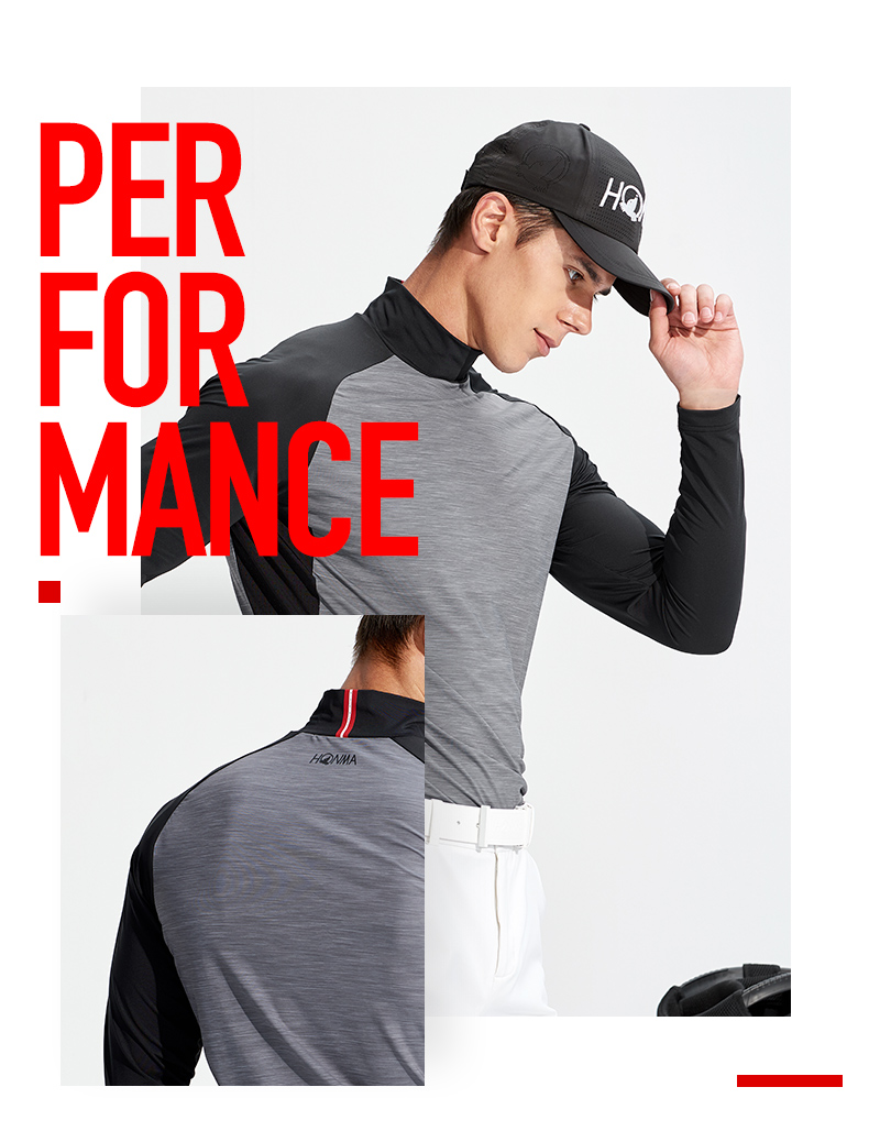 HONMA2021新款高尔夫男子打底衫半高领防晒运动版型面料细腻爽滑