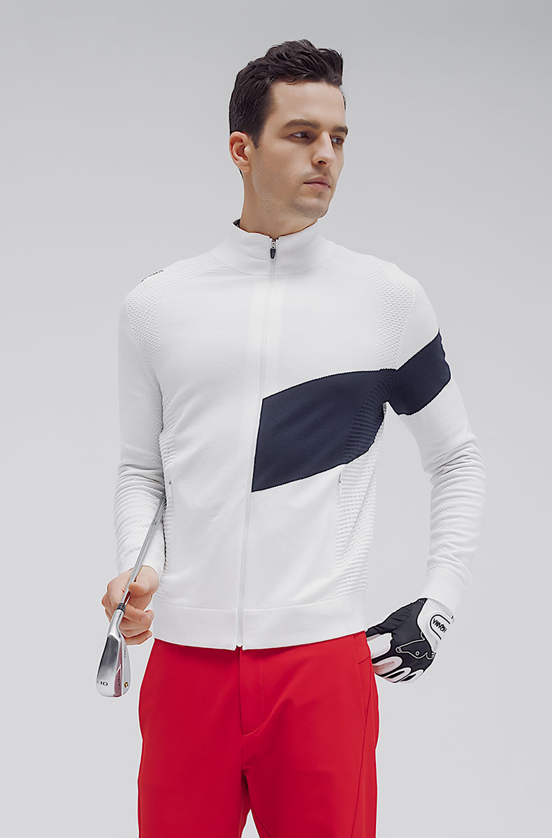 HONMA2021新款高尔夫男子夹克外套立领拉链设计撞色经典版型秋季