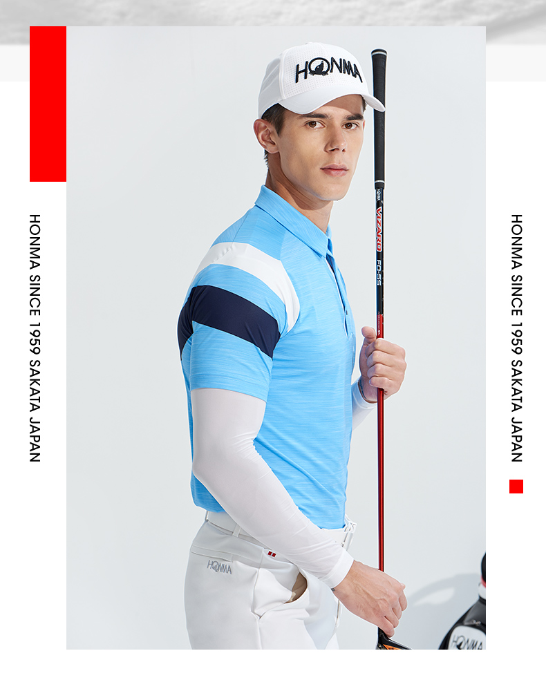 HONMA2021新款高尔夫男子短袖Polo翻领弹力防晒透气防紫外线