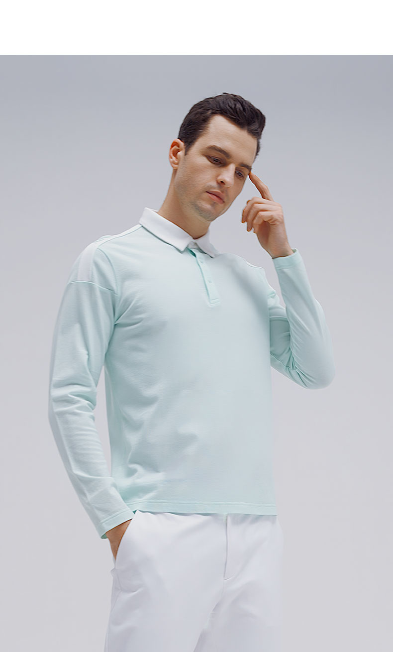 HONMA2021新款高尔夫男子长袖polo撞色T恤设计经典配色运动活力秋
