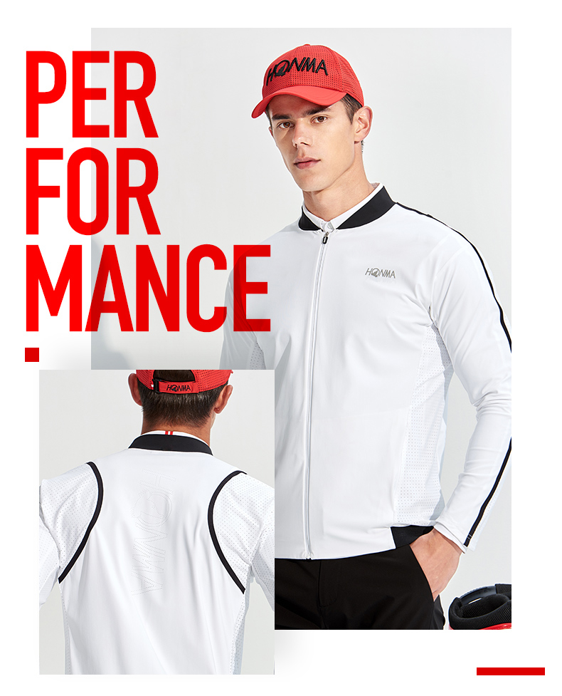 HONMA2021新款高尔夫男子夹克外套冲孔面料拼接弹力运动柔软