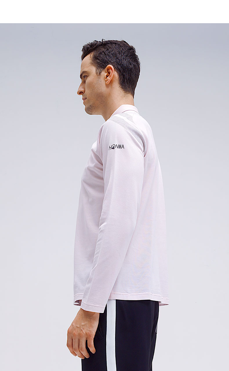HONMA2021新款高尔夫男子长袖T恤polo印花点缀丝光棉面料透气舒适