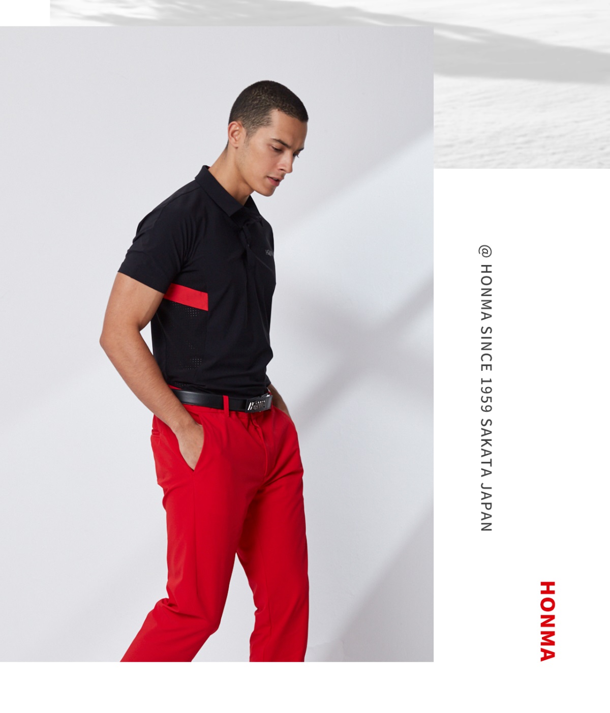 HONMA新款高尔夫男子POLO衫T恤意大利进口面料防晒防紫外线条纹