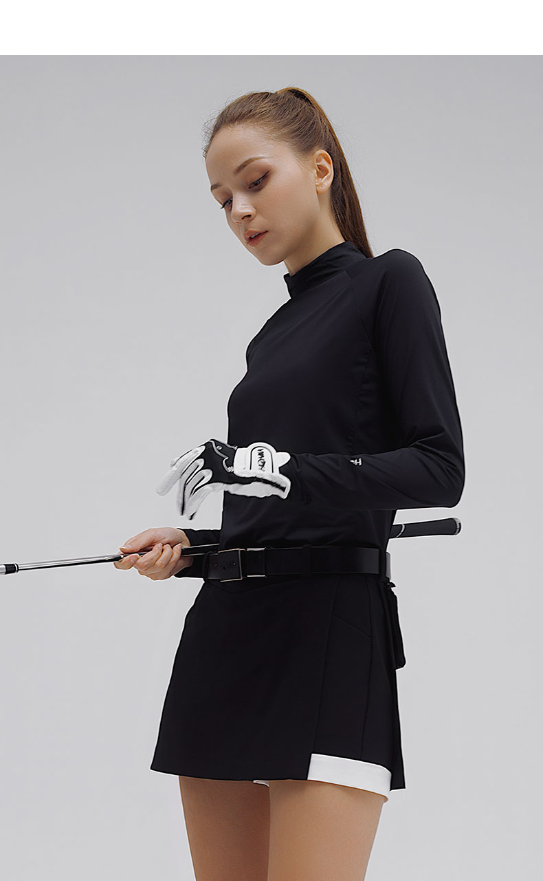 HONMA2021新款高尔夫女子长袖打底衫立领插肩袖设计舒适简约