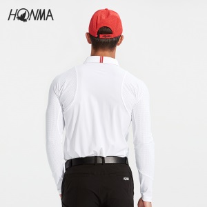 HONMA2021新款高尔夫男子长袖polo哑光面料3D立体剪裁运动