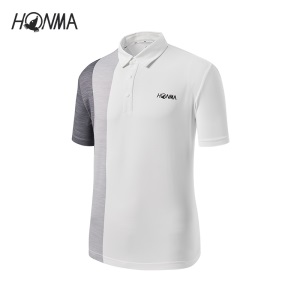 HONMA2021新款高尔夫男子短袖Polo竖条纹撞色数码印花防晒透气