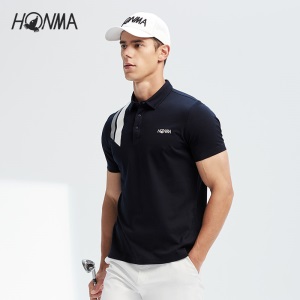 HONMA2021新款高尔夫男子短袖Polo肩部撞色透气清爽舒适