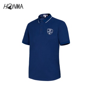 HONMA新款高尔夫男子T恤POLO衫短袖胸口徽章刺绣丝光不易起皱