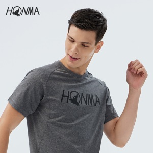 HONMA新款高尔夫男子短袖T恤时尚圆领个性LOGO印花弹力袖口