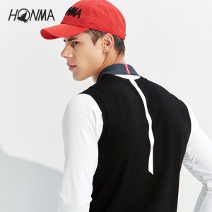 HONMA2021新款高尔夫男子背心毛衣弹力纱线细节处撞色设计吸湿