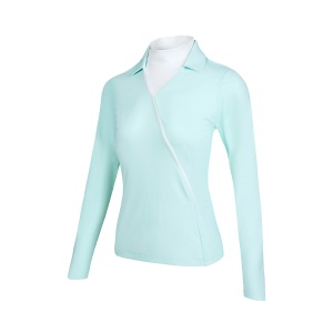 HONMA2021新款高尔夫女子长袖poloT恤V领假两件设计修身时尚