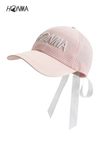 HONMA2021新款高尔夫女子球帽透气网眼冲孔面料蝴蝶结装饰帽扣