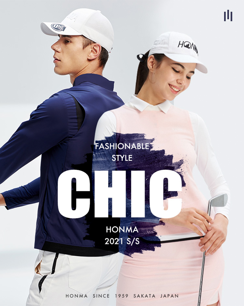 HONMA2021新款高尔夫女子连衣裙高腰撞色门襟弹力腰带赠打底裤