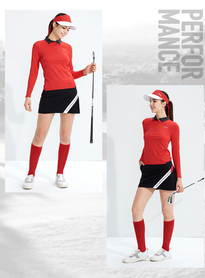 HONMA2021新款高尔夫女子长袖Polo防晒运动版型干爽舒适抗紫外线