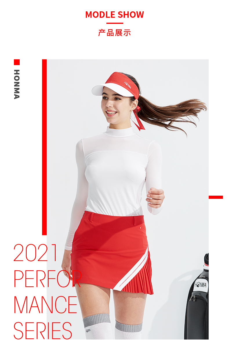 HONMA2021新款高尔夫女子打底衫高针面料轻薄防透莱卡弹力舒适