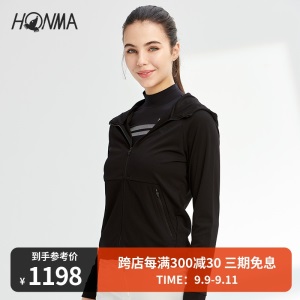HONMA2021新款高尔夫女子夹克短款连帽休闲运动经典哥弟纹面料