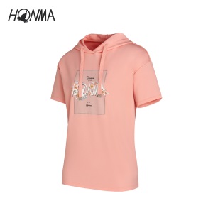 HONMA新款高尔夫女子T恤衫连帽印花时尚宽松落肩袖天丝面料