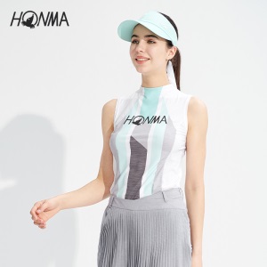 HONMA2021新款高尔夫女子无袖T恤数码印花设计舒适透气干爽弹力