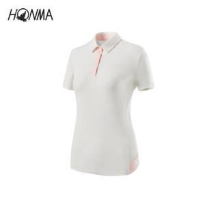 HONMA2021新款高尔夫女子短袖Polo弹力纱线冲孔面料透气舒适运动
