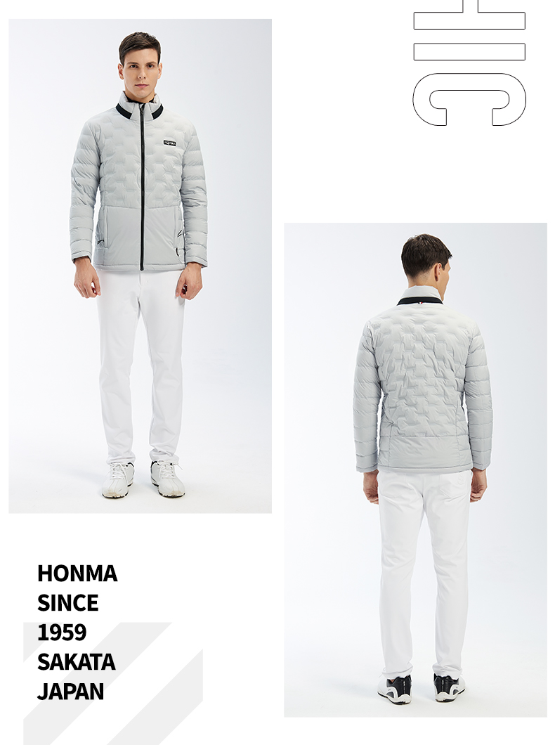 HONMA新款高尔夫男子羽绒鹅绒服外套立领防风保暖有型简洁时尚