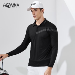 HONMA新款高尔夫男子长袖POLO衫T恤意大利进口面料莱卡弹力
