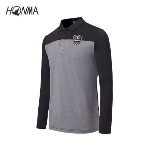 HONMA新款高尔夫男子长袖Polo简约撞色配色前胸徽章设计运动面料