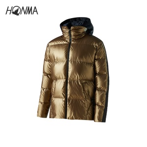 HONMA冬季新款高尔夫男子外套短款羽绒服鹅绒保暖拼色条纹