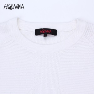 HONMA男子秋季新品高尔夫服装男golf纯色简约棉质圆领套头针织衫