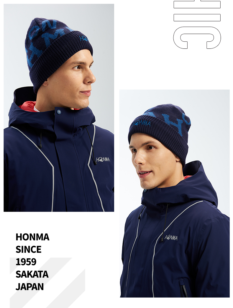 HONMA冬季新品高尔夫球帽男舒适透气保暖针织球帽