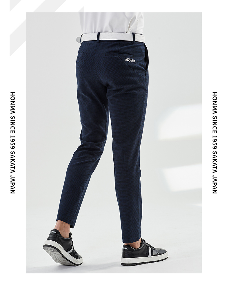 HONMA新款高尔夫男装长裤直筒微小千鸟格花纹运动弹力舒适