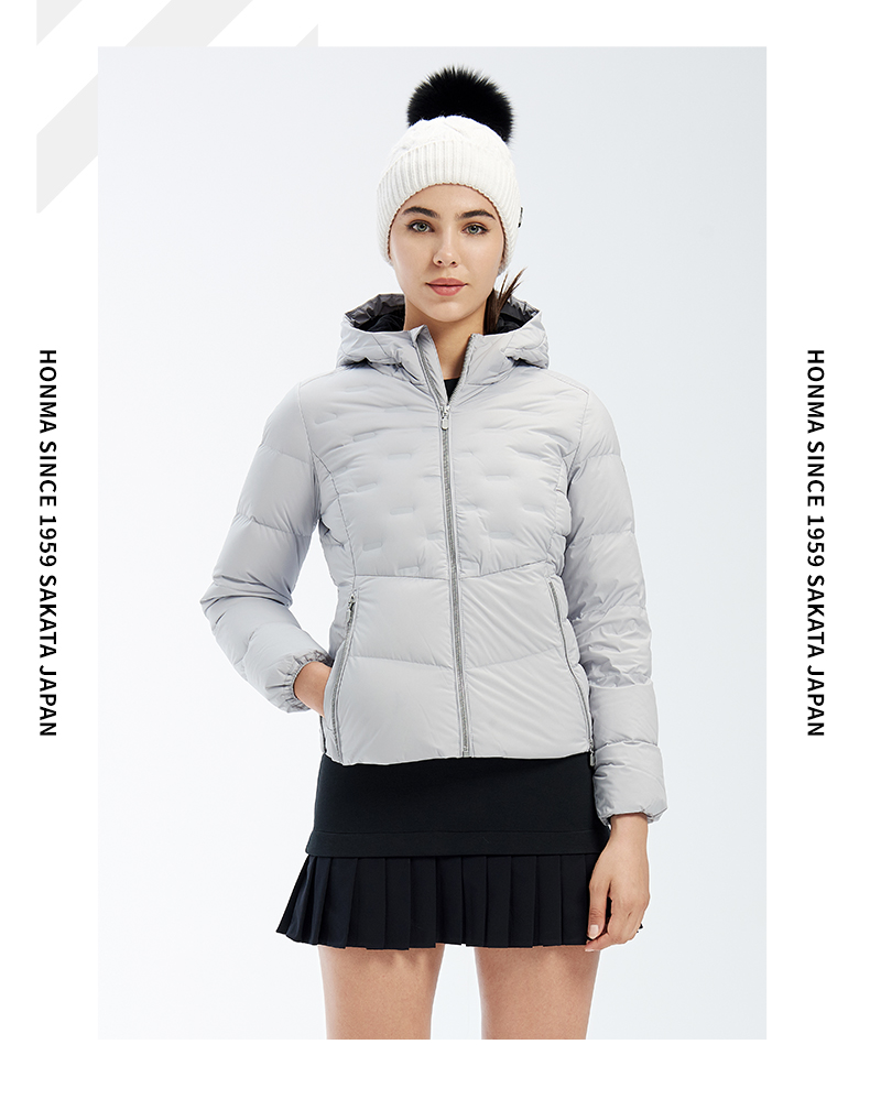 HONMA新款高尔夫女子羽绒鹅绒服连帽高领防风保暖双层有型外套