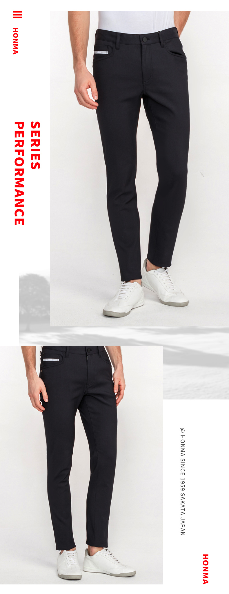 HONMA新款高尔夫男子长裤防滑条简约口袋服帖修身有型