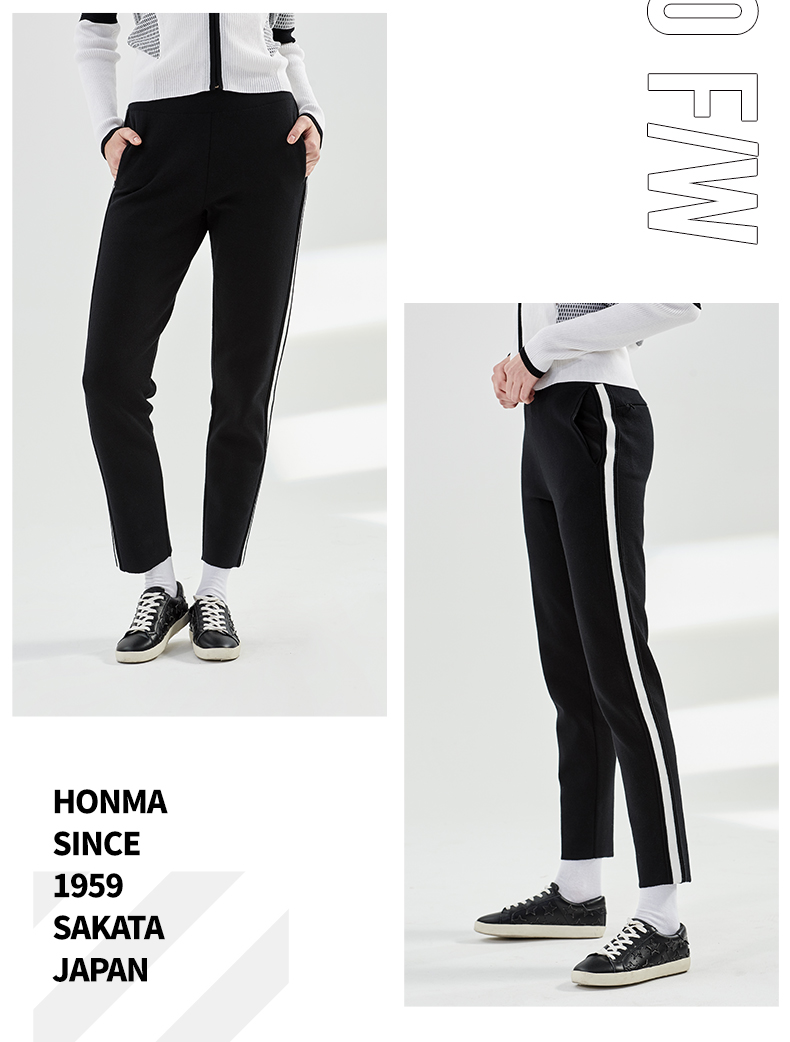 HONMA秋冬新款女子长裤中腰设计后口袋设计直筒版型长裤