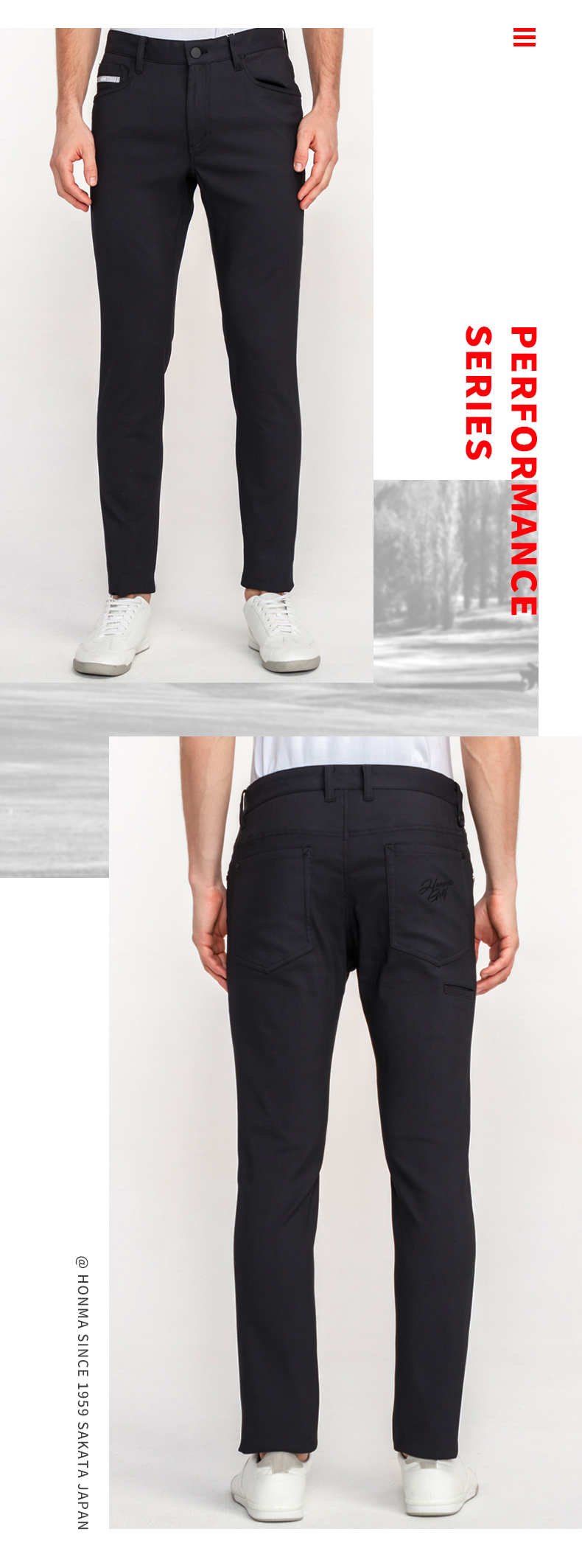 HONMA新款高尔夫男子长裤防滑条简约口袋服帖修身有型