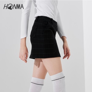 HONMA新款高尔夫女装短裙复古格纹侧边隐形拉链内置打底裤