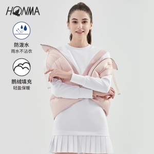 HONMA新款高尔夫女子羽绒马夹面包服白鹅绒填充防寒保暖