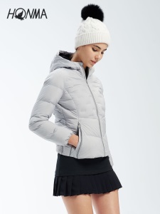 HONMA新款高尔夫女子羽绒鹅绒服连帽高领防风保暖双层有型外套