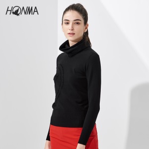 HONMA新款高尔夫女子长袖运动毛衫可脱卸围脖弹力亲肤不变形