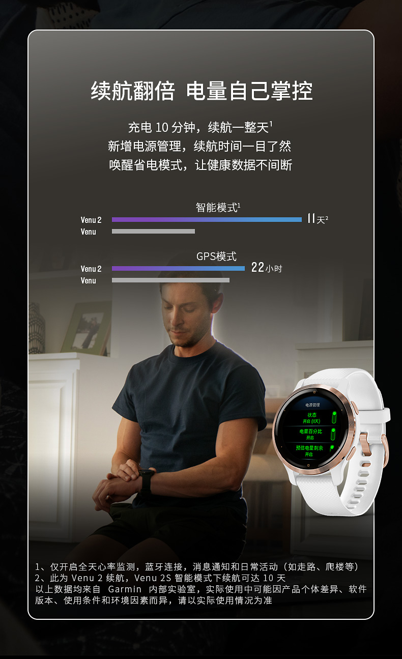 Garmin佳明Venu2/2S 智能运动手表健身游泳跑步心率血氧腕表watch