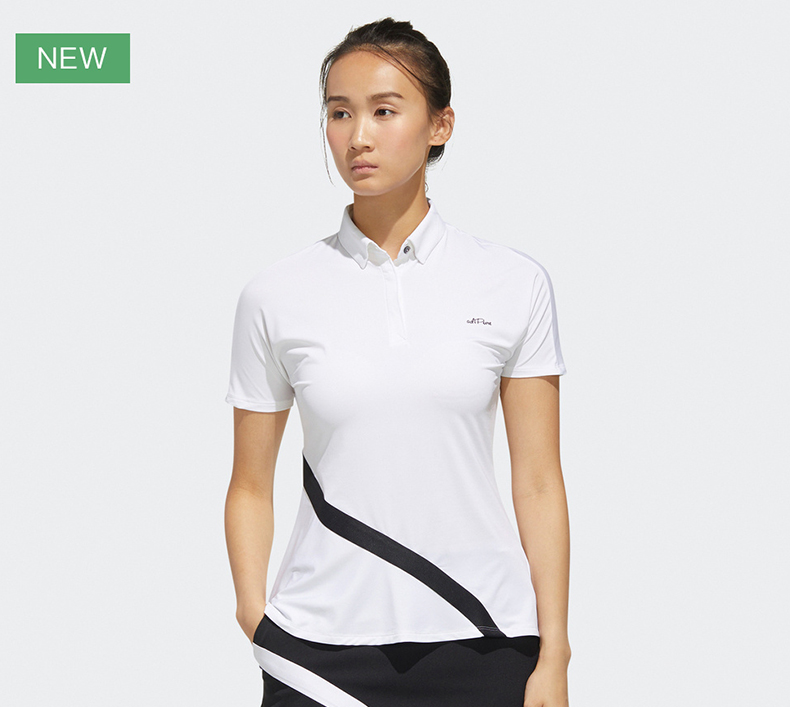 Adias阿迪达斯高尔夫服装女士短袖T恤运动短袖POLO衫春夏新款白色
