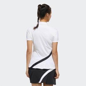 Adias阿迪达斯高尔夫服装女士短袖T恤运动短袖POLO衫春夏新款白色