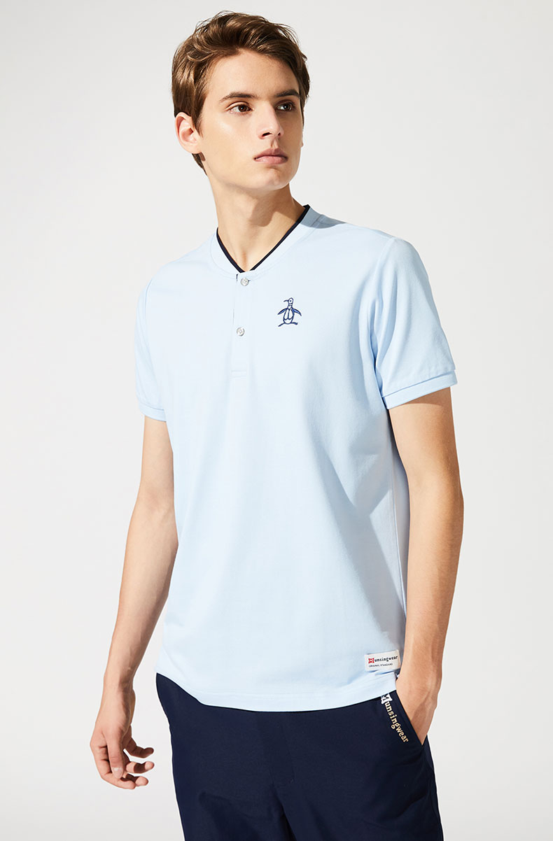 Munsingwear/万星威男装短袖T恤衫21夏清爽棒球领短袖高尔夫服装