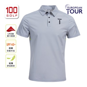 EuropeanTour欧巡赛高尔夫男装短袖T恤21新高弹运动翻领Polo衫