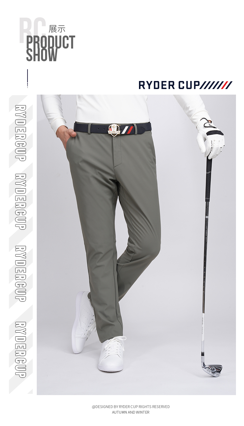 RyderCup莱德杯高尔夫服装男士长裤21秋冬弹力男裤加绒保暖休闲裤